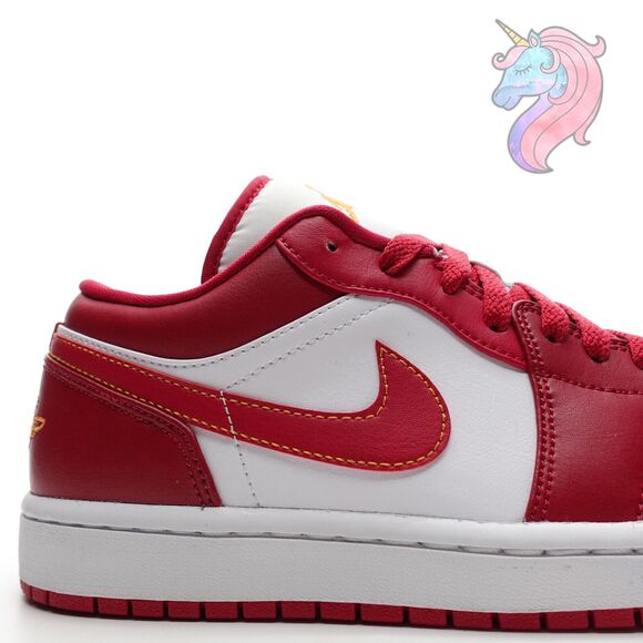 Mens Size 18 Nike Air Jordan 1 Low Cardinal Red Curry White Shoes 553558 607 New - Picture 10 of 16